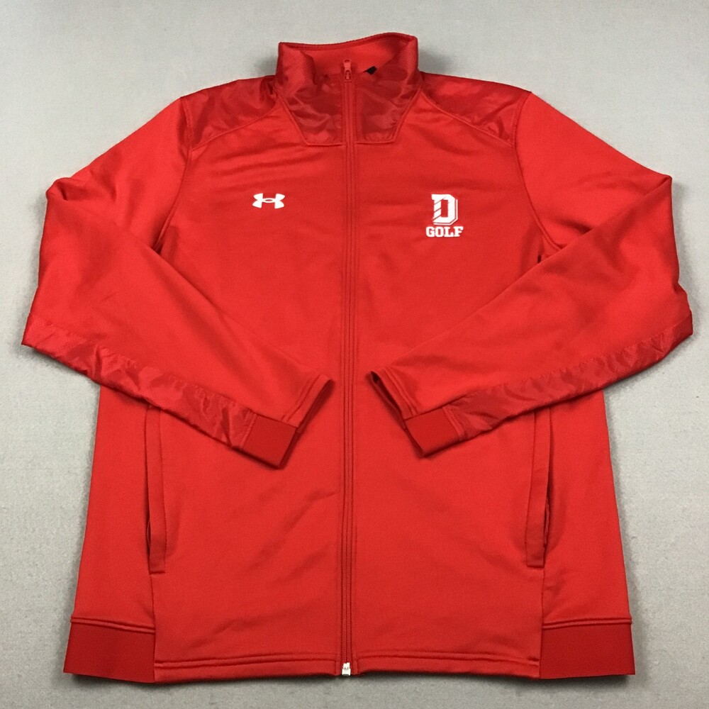 Denison Big Red Jacket Men Large Red Under Armour Golf Full Zip L